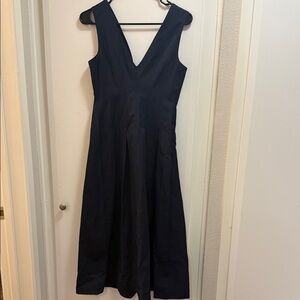 Zara NWT Classic Navy V-Neck Princess Seams Dress S